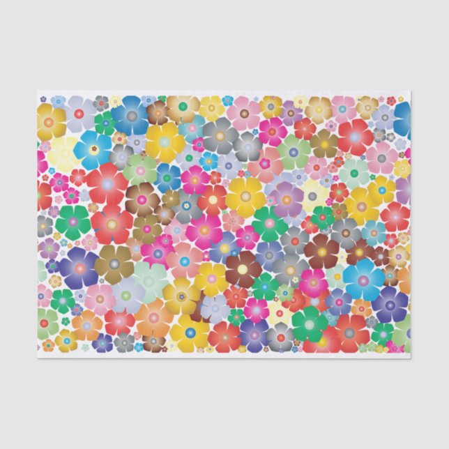Mousseline Papier de tissu fleur arc-en-ciel (Recto)