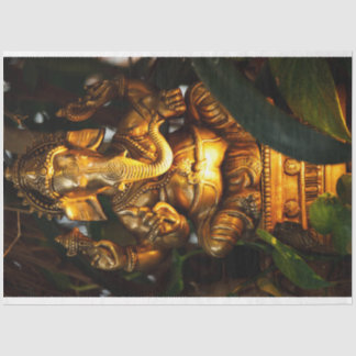 Mousseline papier de tissu ganesha doré