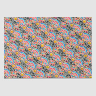 Mousseline Papier de tissu rose, soleil et arc-en-ciel