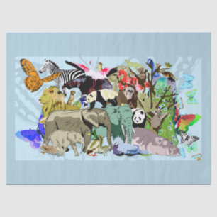 Mousseline papier de tissu zoo