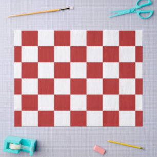 Mousseline Papier de tissus À damiers rouge et blanc