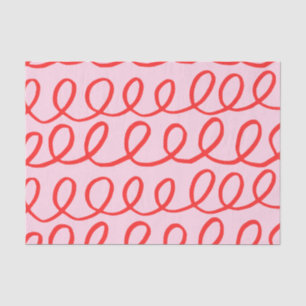 Mousseline Papier de tissus Abstrait rose et rouge