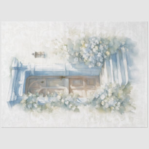 Mousseline Papier de tissus bleu floral