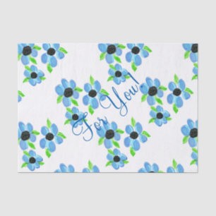 Mousseline Papier de tissus bleu floral
