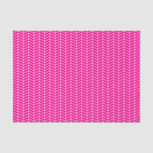 Mousseline Papier de tissus Chevron - Blanc sur rose chaud