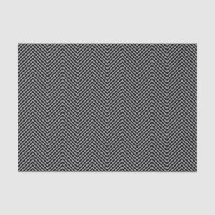 Mousseline Papier de tissus Chevron Line - Blanc sur noir