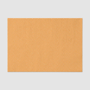 Mousseline Papier de tissus Chevron Line - Blanc sur orange