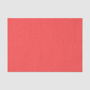 Mousseline Papier de tissus Chevron Line - Blanc sur rouge