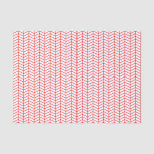 Mousseline Papier de tissus Chevron - Rouge sur blanc