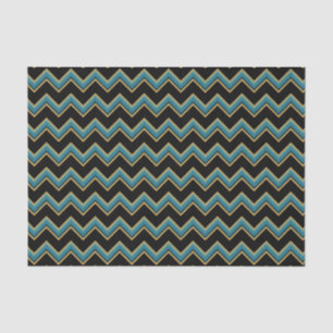 Mousseline Papier de tissus Chevron turquoise et or
