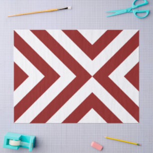 Mousseline Papier de tissus Chevrons rouge et blanc