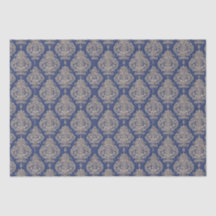 Papier de tissus Damas bleu et or