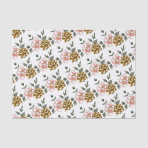 Mousseline Papier de tissus de bronze et de pivoine rose