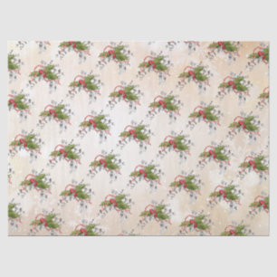 Mousseline Papier de tissus de Noël Holly Branch