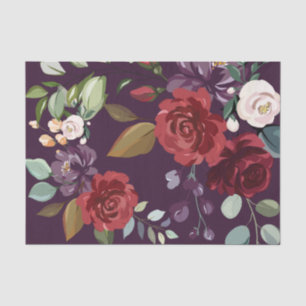Mousseline Papier de tissus Enveloppement Plum Purple Roses G