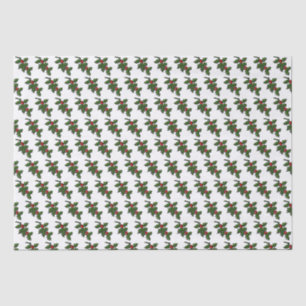 Mousseline Papier de tissus - Feuilles Holly et baies