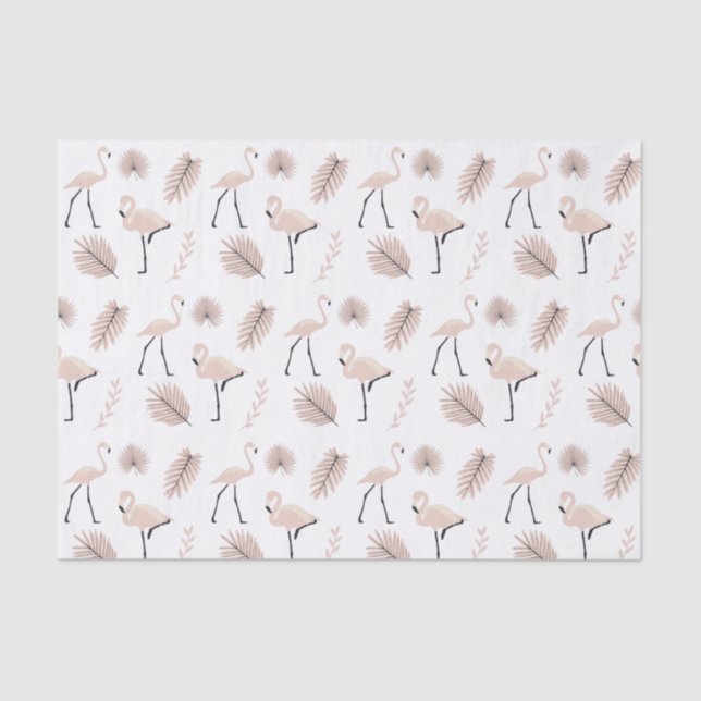 Mousseline Papier de tissus Flamant rose (Recto)