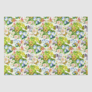 Mousseline Papier de tissus fleuri et monarque