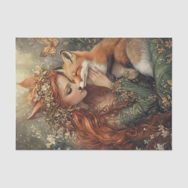 Mousseline Papier de tissus foliés Fox (Recto)