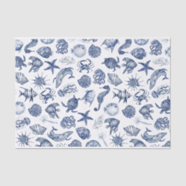 Mousseline Papier de tissus Mariage bleu côtier