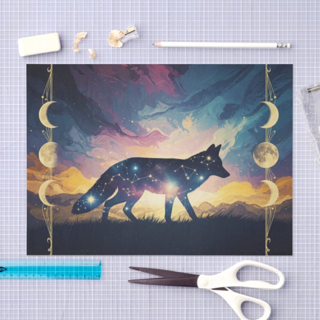Mousseline Papier de tissus mystique Fox (Artisanat)