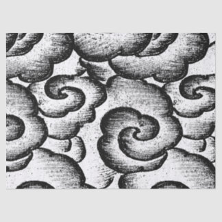 Mousseline Papier de tissus NUAGES JAPONAIS EN NOIR