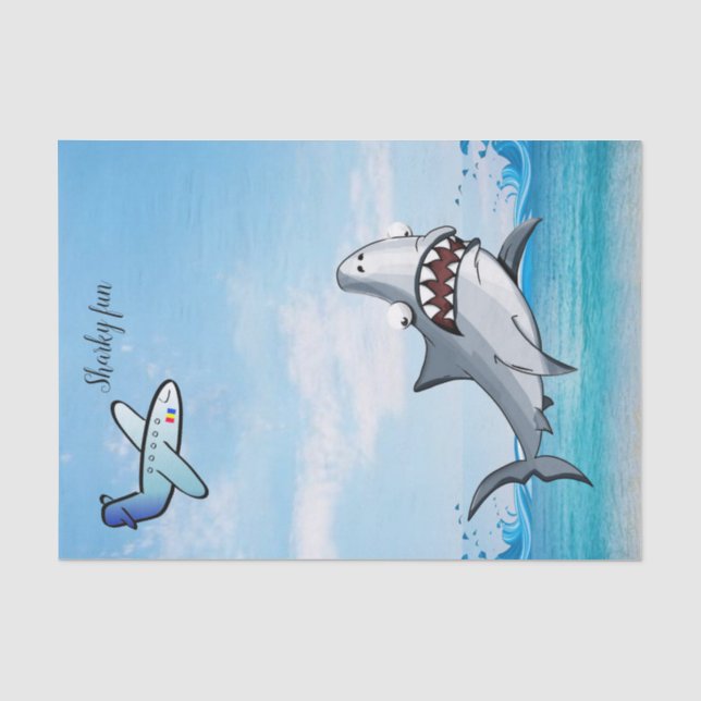 Mousseline Papier de tissus Ocean Shark Avion Océan (Recto)