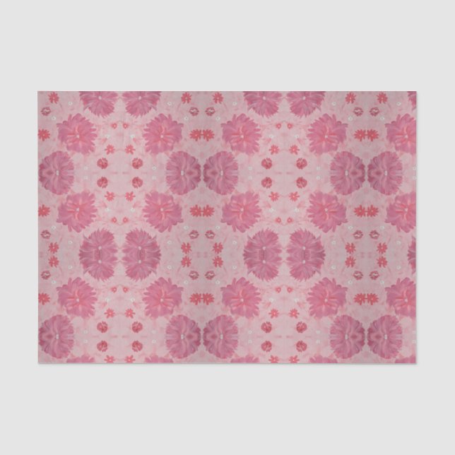 Mousseline Papier de tissus Pink Peonies (Recto)
