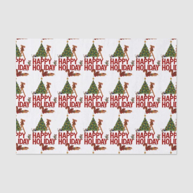 Mousseline Papier de tissus pour animaux de la forêt de Noël (Recto)