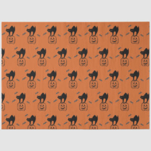 Mousseline Papier de tissus pour l'Halloween de chats citroui
