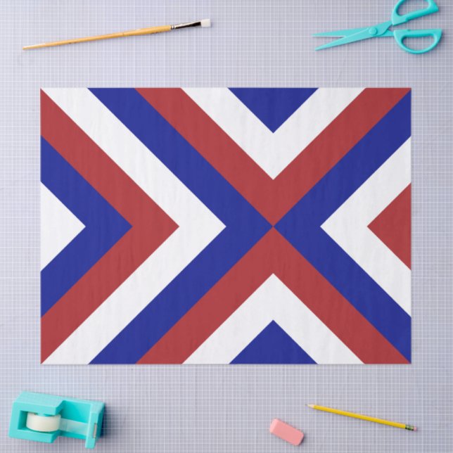 Mousseline Papier de tissus Red, White et Blue Chevrons (Artisanat)