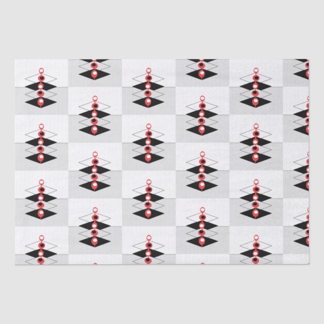 Mousseline Papier de tissus Retro Atomic Art Baubles & Planes (Recto)