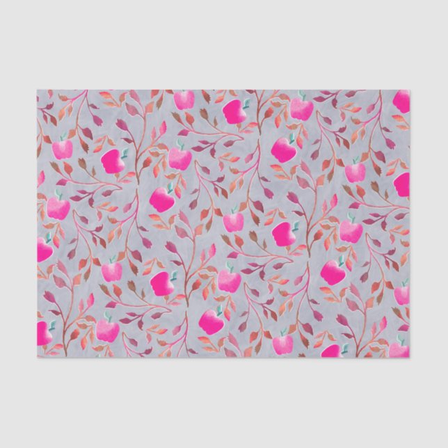 Mousseline Papier de tissus rose Apple Orchard (Recto)