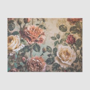 Mousseline Papier de tissus Rose rouge et crème