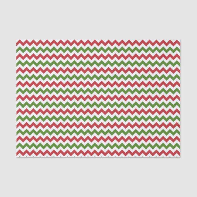 Mousseline Papier de tissus rouge foncé, vert et blanc Chevro (Recto)