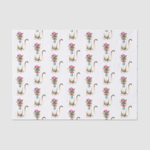 Mousseline Papier de tissus Samiese Cat Christmas