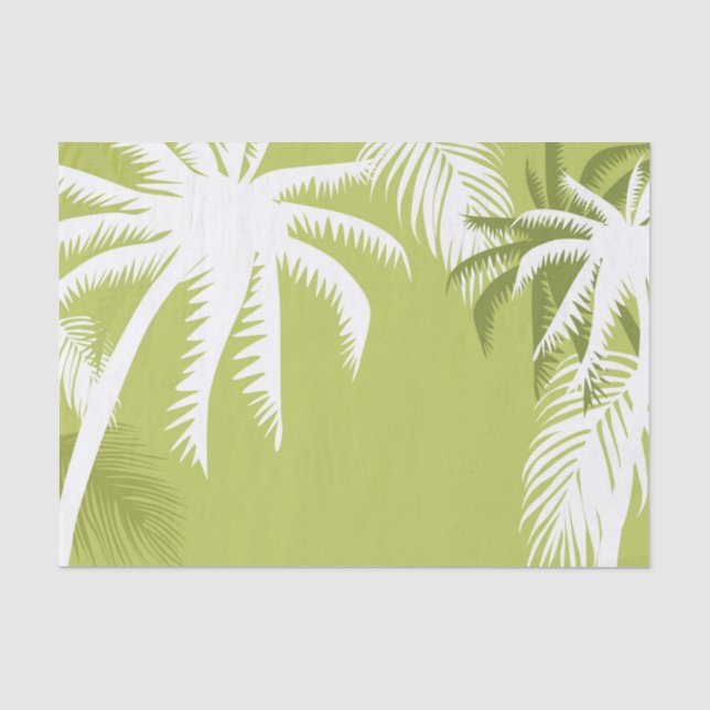 Mousseline  Papier de tissus vert et blanc Palm Tree (Recto)