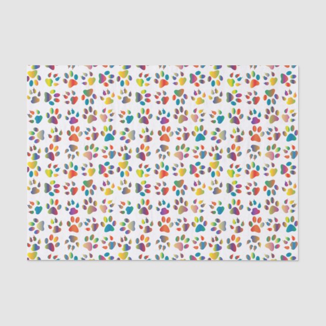 Mousseline Papier de tissus Whimsical Chien and Cat Paws (Recto)