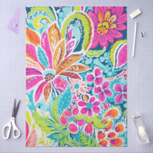 Mousseline Papier Décoratif Floral Paisley Rose