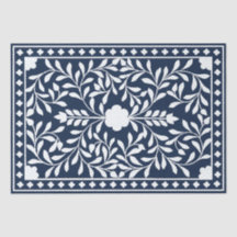 Papier Découpage avec Incrustation d'Os Bleu Marin