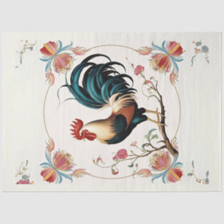 Mousseline Papier Découpage Coq en Fleur