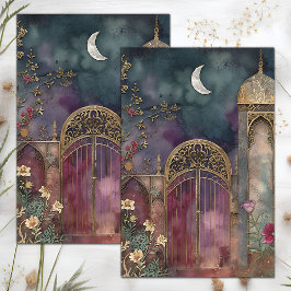 MOUSSELINE PAPIER DECOUPAGE EN TISSU LUNE ET CHÂTEAU