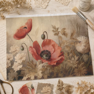 Mousseline Papier découpage éphémère botanique Coquelicot Rou
