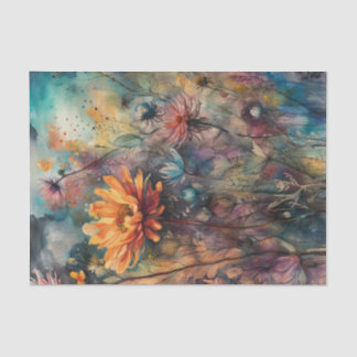 Mousseline Papier découpage Fleurs d'aquarelle foncée | Moody