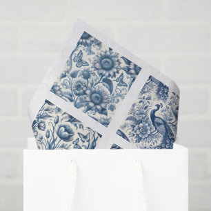 Mousseline Papier découpage individuel bleu inspiré de la chi