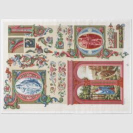 Mousseline Papier découpage rouge et or