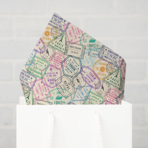 Mousseline Papier découpage timbres de voyage, papier mouchoi