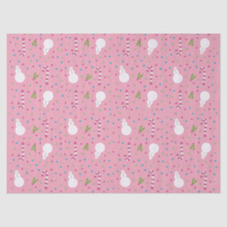 Mousseline Papier d'emballage Bonhomme de neige rose