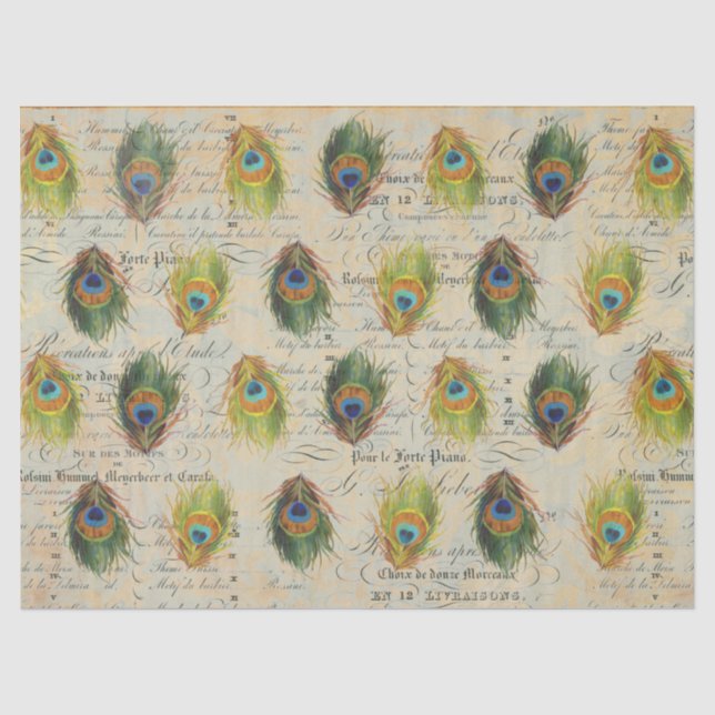 Mousseline Papier élogieux de Decoupage d'éphémères de paon (Recto)