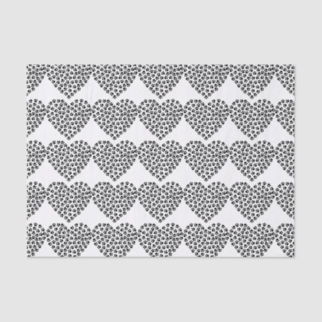 Mousseline papier Empreinte de patte de silhouette du coeur (Recto)
